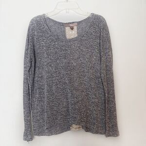 Forever 21 Gray Long Sleeve Top Lace Back Size Small